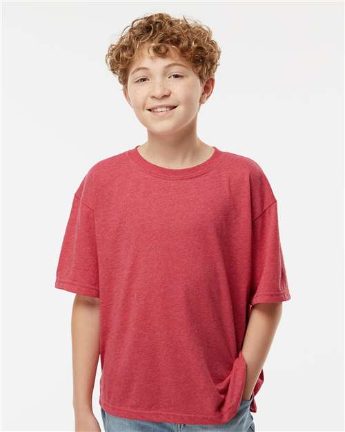 M&O Youth Gold Soft Touch T-Shirt 4850 Heather Red