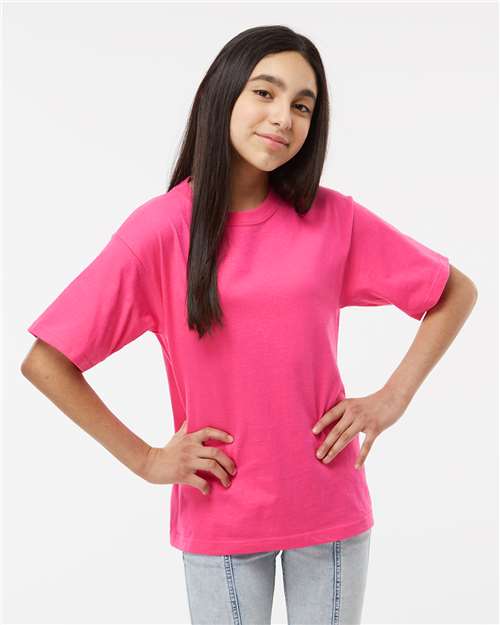 M&O Youth Gold Soft Touch T-Shirt 4850 Heliconia
