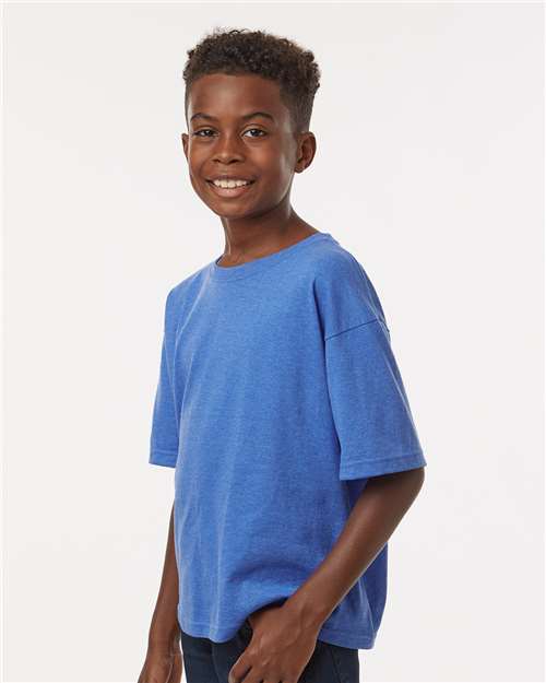 M&O Youth Gold Soft Touch T-Shirt 4850 Heather Royal