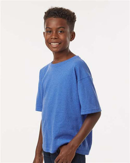 M&O Youth Gold Soft Touch T-Shirt 4850 Heather Royal