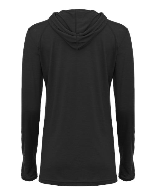 Badger Women's Tri-Blend Surplice Long Sleeve Hooded T-Shirt 4965 Black