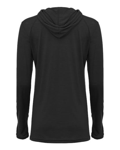 Badger Women's Tri-Blend Surplice Long Sleeve Hooded T-Shirt 4965 Black
