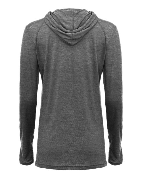 Badger Women's Tri-Blend Surplice Long Sleeve Hooded T-Shirt 4965 Black Heather
