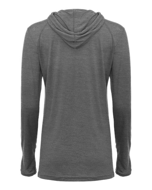 Badger Women's Tri-Blend Surplice Long Sleeve Hooded T-Shirt 4965 Graphite Heather