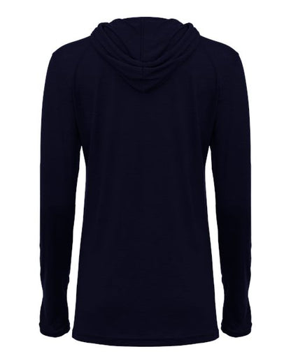 Badger Women's Tri-Blend Surplice Long Sleeve Hooded T-Shirt 4965 Navy