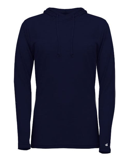 Badger Women's Tri-Blend Surplice Long Sleeve Hooded T-Shirt 4965 Navy