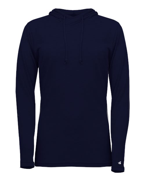 Badger Women's Tri-Blend Surplice Long Sleeve Hooded T-Shirt 4965 Navy