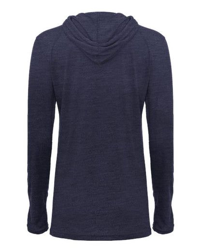 Badger Women's Tri-Blend Surplice Long Sleeve Hooded T-Shirt 4965 Navy Heather