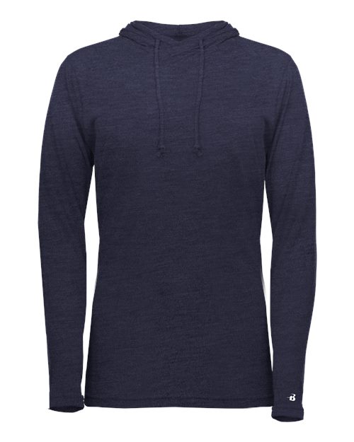 Badger Women's Tri-Blend Surplice Long Sleeve Hooded T-Shirt 4965 Navy Heather