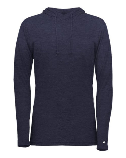 Badger Women's Tri-Blend Surplice Long Sleeve Hooded T-Shirt 4965 Navy Heather