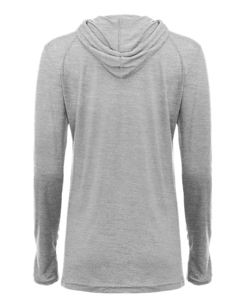 Badger Women's Tri-Blend Surplice Long Sleeve Hooded T-Shirt 4965 Oxford