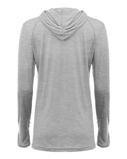 Badger Women's Tri-Blend Surplice Long Sleeve Hooded T-Shirt 4965 Oxford