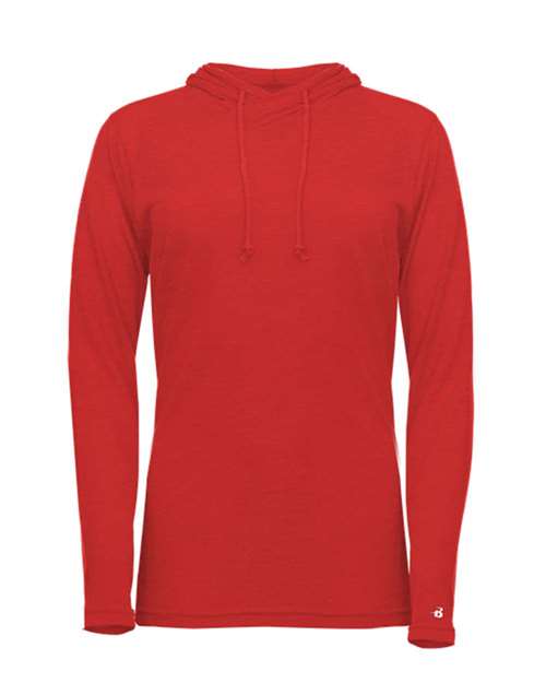 Badger Women's Tri-Blend Surplice Long Sleeve Hooded T-Shirt 4965 Red