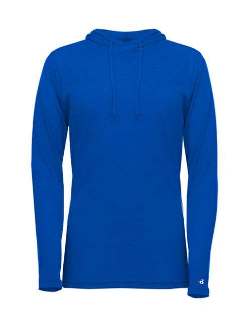 Badger Women's Tri-Blend Surplice Long Sleeve Hooded T-Shirt 4965 Royal
