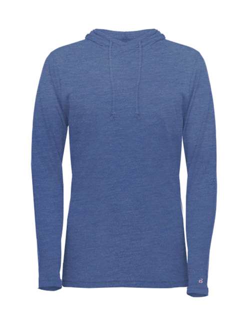 Badger Women's Tri-Blend Surplice Long Sleeve Hooded T-Shirt 4965 Royal Heather