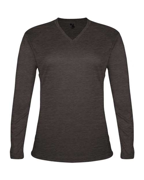 Badger Women's Tri-Blend Long Sleeve T-Shirt 4964 Black Heather