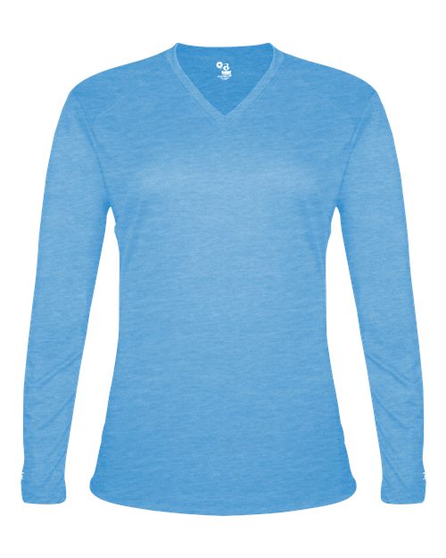 Badger Women's Tri-Blend Long Sleeve T-Shirt 4964 Columbia Blue Heather