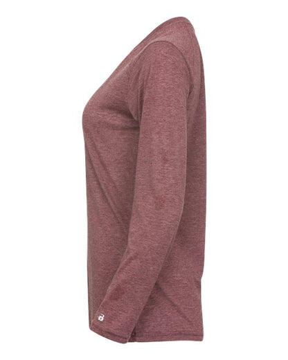 Badger Women's Tri-Blend Long Sleeve T-Shirt 4964 Maroon Heather