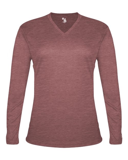 Badger Women's Tri-Blend Long Sleeve T-Shirt 4964 Maroon Heather