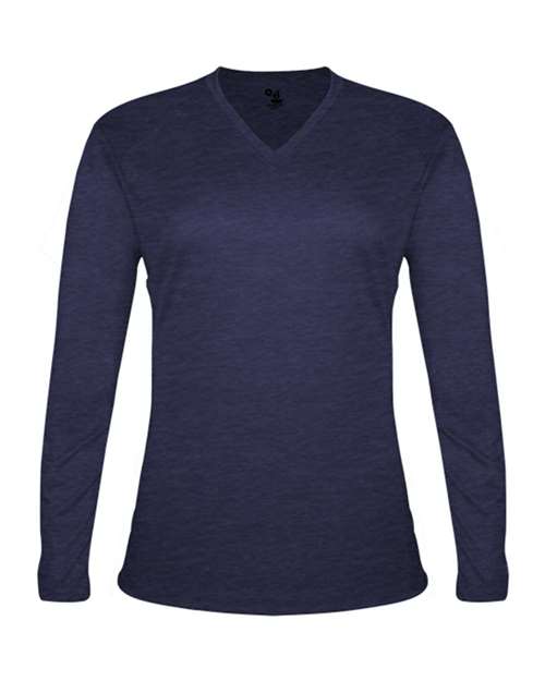 Badger Women's Tri-Blend Long Sleeve T-Shirt 4964 Navy Heather