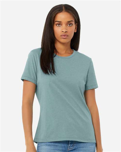 BELLA + CANVAS Women’s Relaxed Fit Heather CVC Tee 6400CVC Heather Blue Lagoon