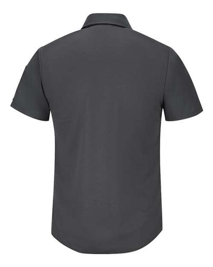 Custom EmbroideredRed Kap Men's Short Sleeve Pro Airflow Work Shirt 9767 Charcoal