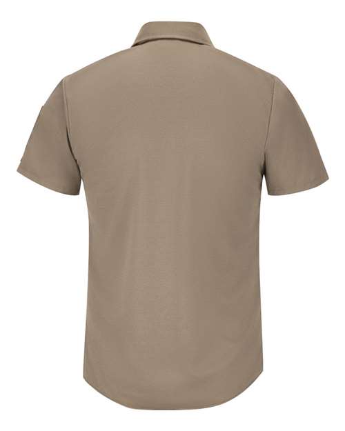 Custom EmbroideredRed Kap Men's Short Sleeve Pro Airflow Work Shirt 9767 Khaki
