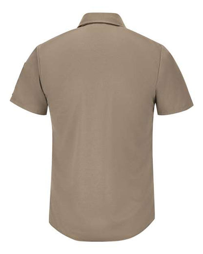 Custom EmbroideredRed Kap Men's Short Sleeve Pro Airflow Work Shirt 9767 Khaki