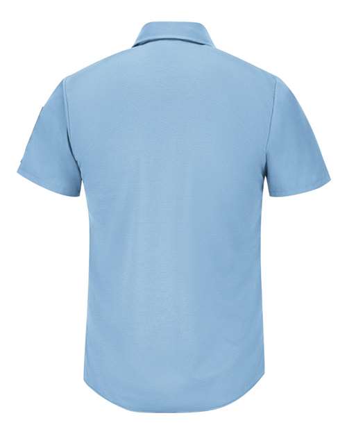 Custom EmbroideredRed Kap Men's Short Sleeve Pro Airflow Work Shirt 9767 Light Blue