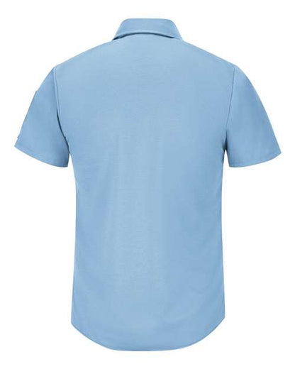 Custom EmbroideredRed Kap Men's Short Sleeve Pro Airflow Work Shirt 9767 Light Blue