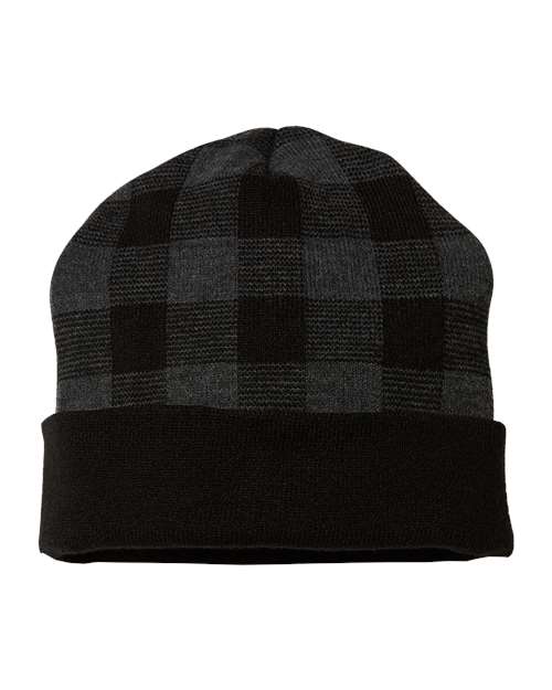 CAP AMERICA USA-Made Plaid Beanie RKP12 Custom Embroidered Business Logo