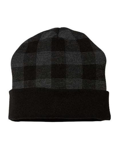 CAP AMERICA USA-Made Plaid Beanie RKP12 Custom Embroidered Business Logo