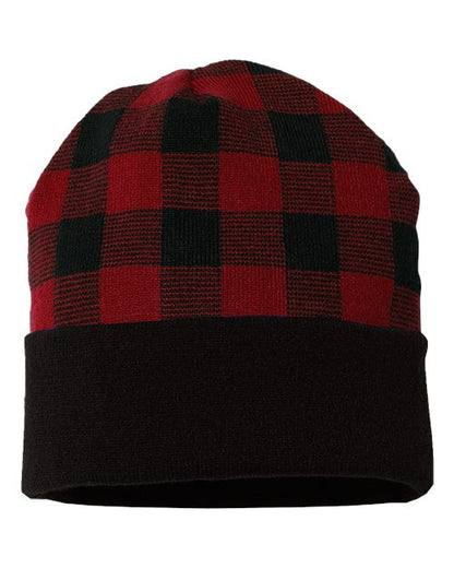 CAP AMERICA USA-Made Plaid Beanie RKP12 Custom Embroidered Business Logo