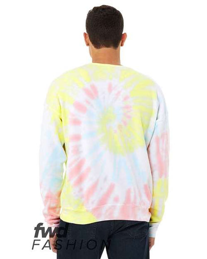 BELLA + CANVAS FWD Fashion Tie-Dyed Crewneck Sweatshirt 3945RD Custom Embroidered Business Logo