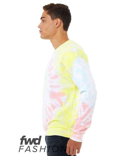 BELLA + CANVAS FWD Fashion Tie-Dyed Crewneck Sweatshirt 3945RD Custom Embroidered Business Logo