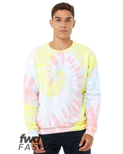 BELLA + CANVAS FWD Fashion Tie-Dyed Crewneck Sweatshirt 3945RD Custom Embroidered Business Logo