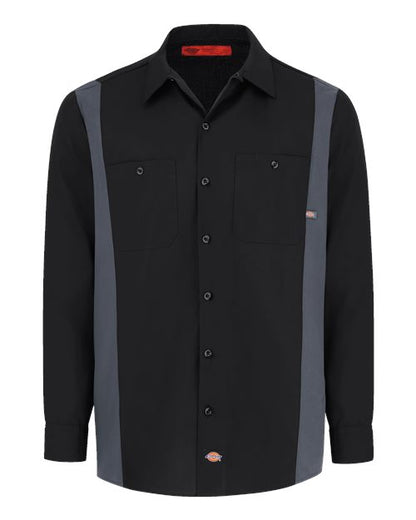 Dickies Industrial Colorblocked Long Sleeve Shirt - Tall Sizes 5524T Custom Embroidered Business Logo
