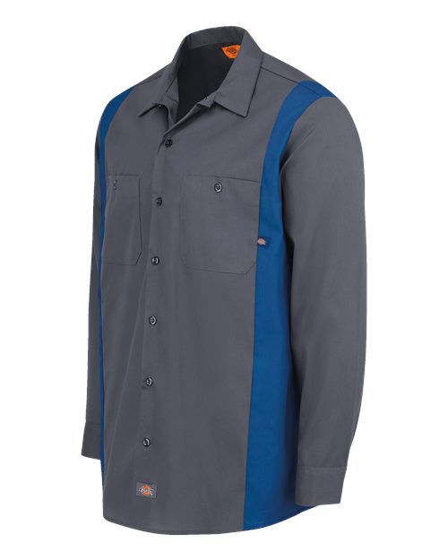 Dickies Industrial Colorblocked Long Sleeve Shirt - Tall Sizes 5524T Custom Embroidered Business Logo