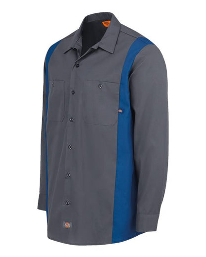 Dickies Industrial Colorblocked Long Sleeve Shirt - Tall Sizes 5524T Custom Embroidered Business Logo
