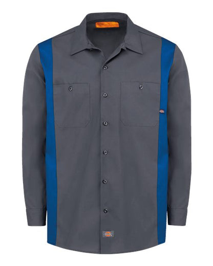 Dickies Industrial Colorblocked Long Sleeve Shirt - Tall Sizes 5524T Custom Embroidered Business Logo