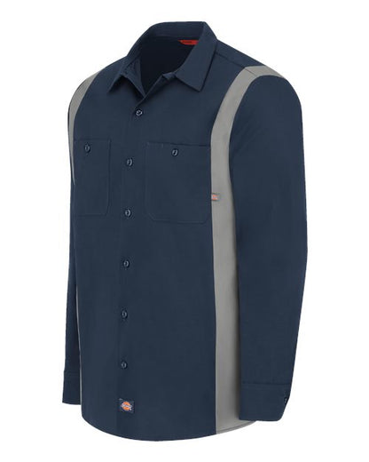 Dickies Industrial Colorblocked Long Sleeve Shirt - Tall Sizes 5524T Custom Embroidered Business Logo