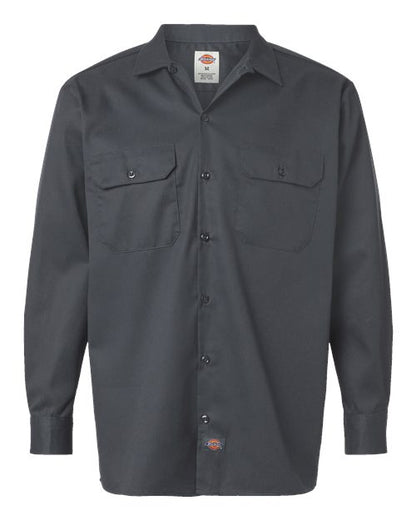 Dickies Long Sleeve Work Shirt - Tall Sizes 5574T Custom Embroidered Business Logo