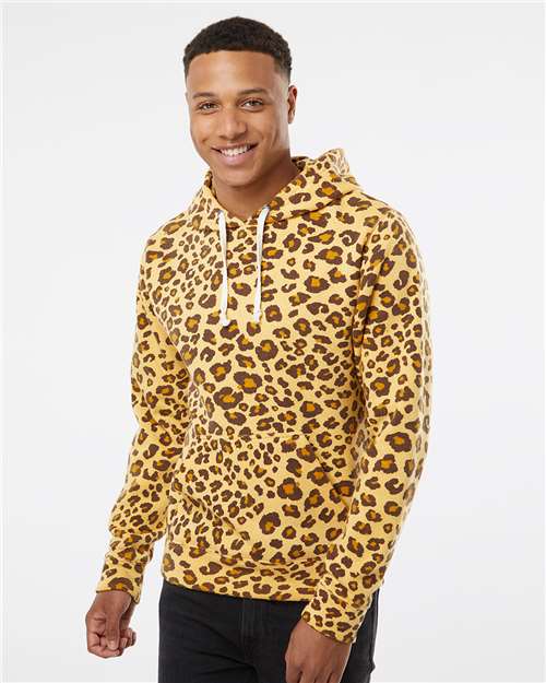 Custom Embroidered  J. America Triblend Fleece Hooded Sweatshirt 8871 Leopard Triblend