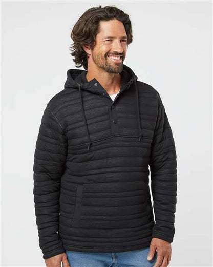 Custom Embroidered  J. America Horizon Quilted Anorak Hooded Pullover 8897  