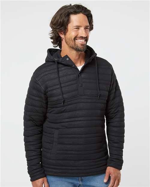 Custom Embroidered  J. America Horizon Quilted Anorak Hooded Pullover 8897  