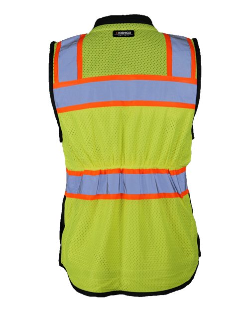 Custom EmbroideredKishigo Women's Premium Black Series Heavy Duty Surveyors Vest 8120 Lime
