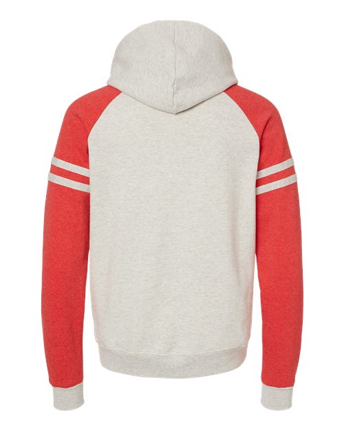 JERZEES Nublend® Varsity Colorblocked Raglan Hooded Sweatshirt 97CR Custom Embroidered Business Logo