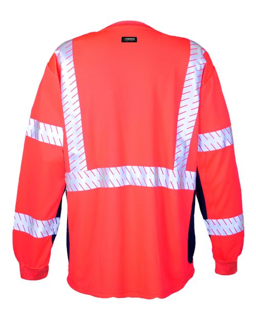 Custom EmbroideredKishigo Unisex Premium Black Series Long Sleeve T-Shirt 5758 Fluorescent Red (9710)