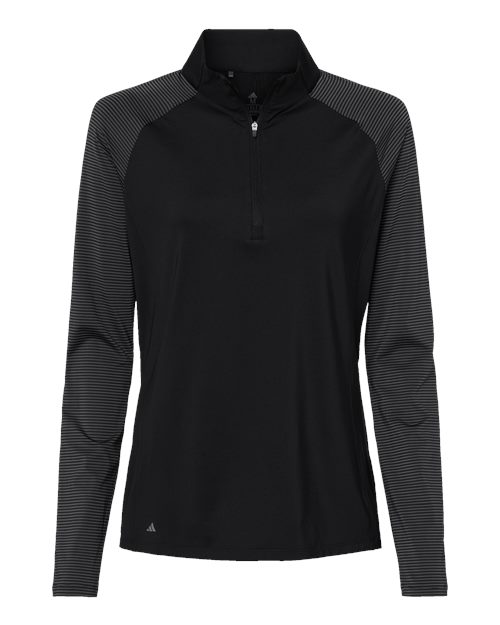 Adidas Women's Stripe Block Quarter-Zip Pullover A521 Custom Embroidered Business Logo