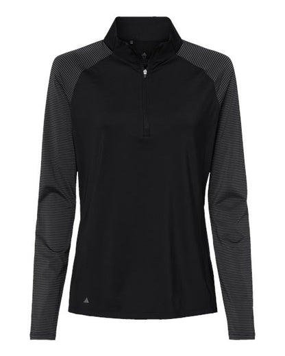 Adidas Women's Stripe Block Quarter-Zip Pullover A521 Custom Embroidered Business Logo